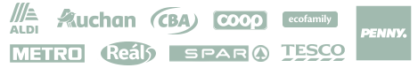 Aldi Auchan CBA Coop Ecofamily Penny Metro Reál Spar Tesco
